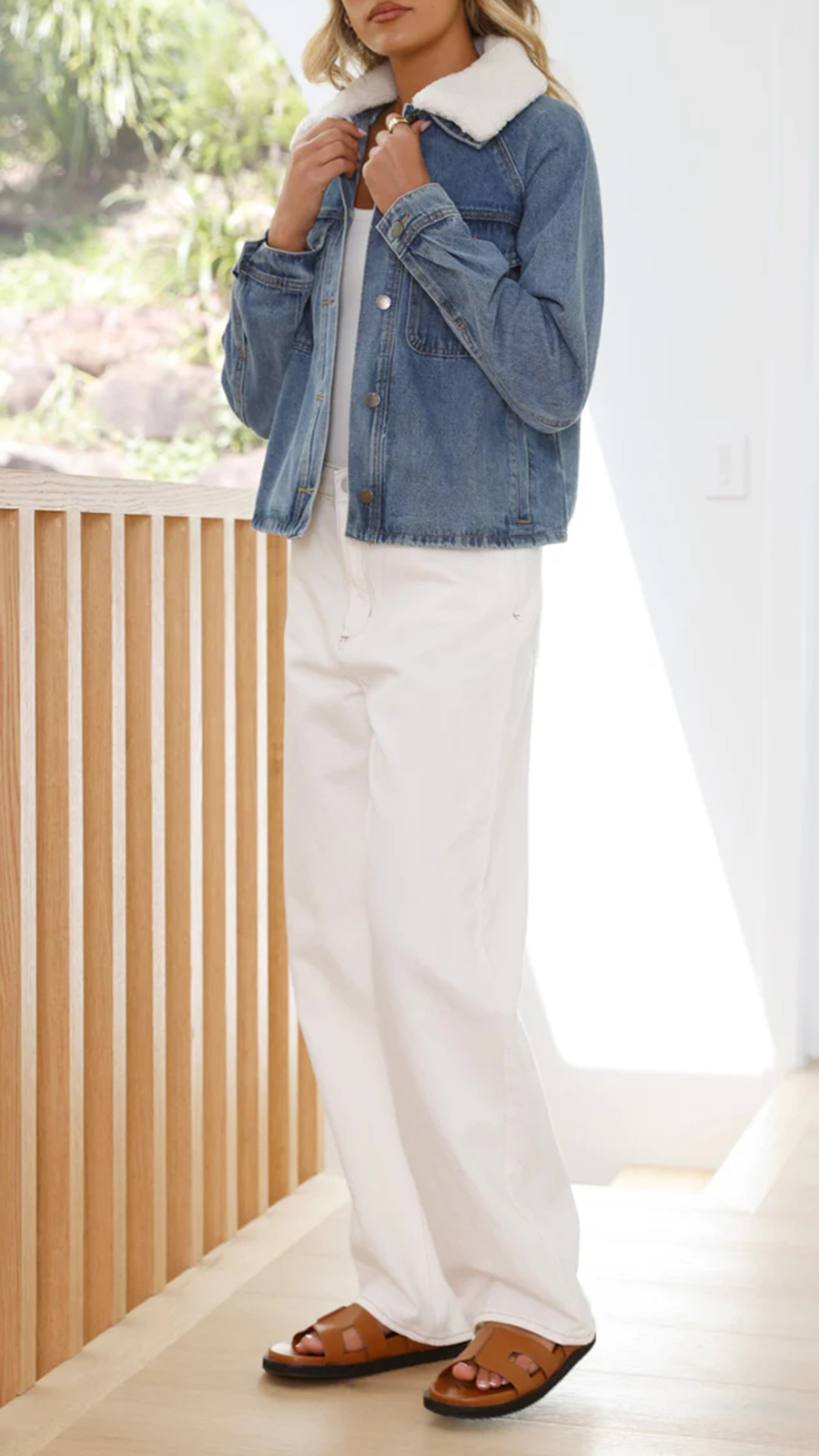 Laelia Teddy Jacket- Mid Blue Denim - Image 9