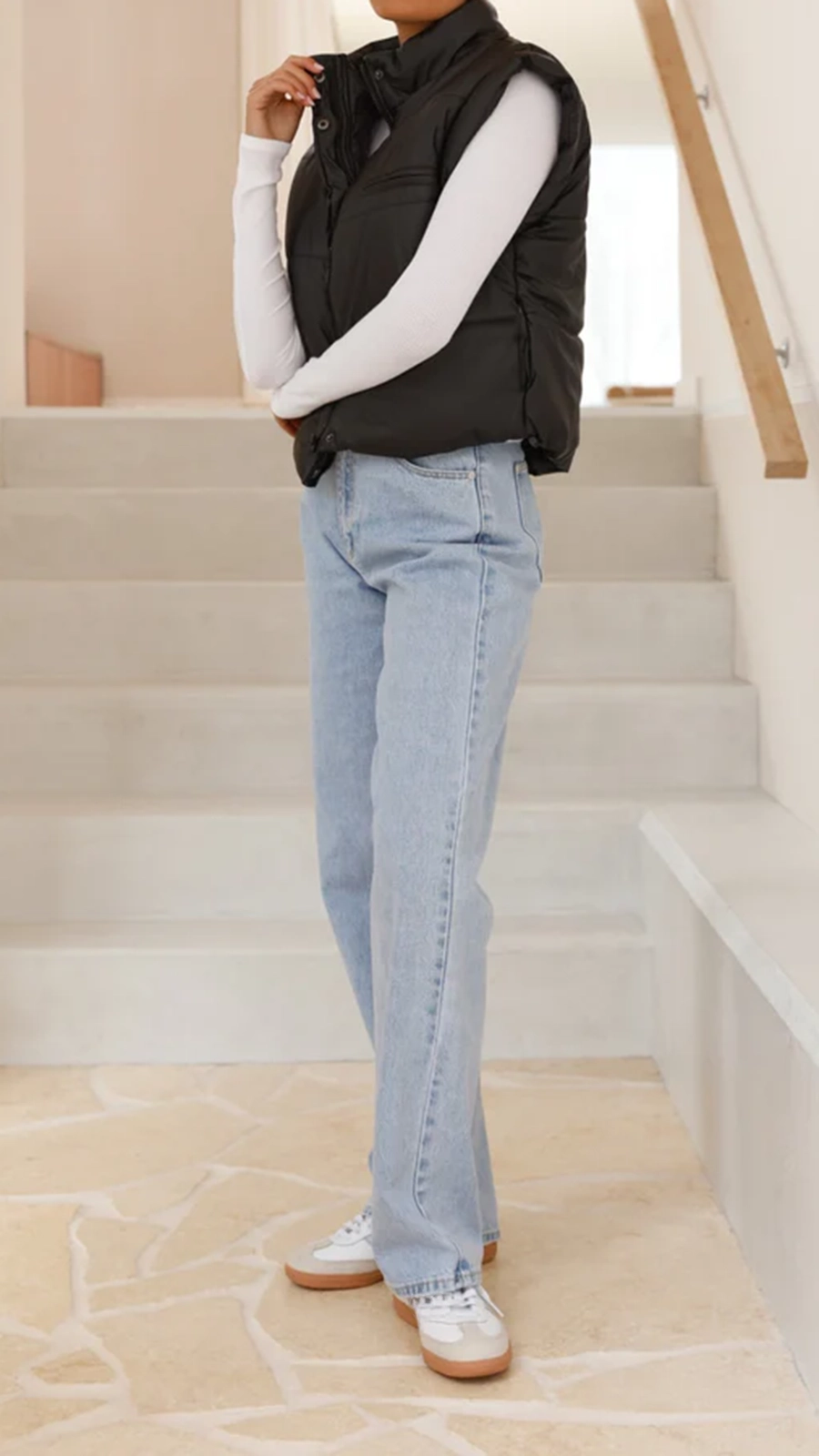 Odessa Cropped Puffer Vest - Black - Image 2