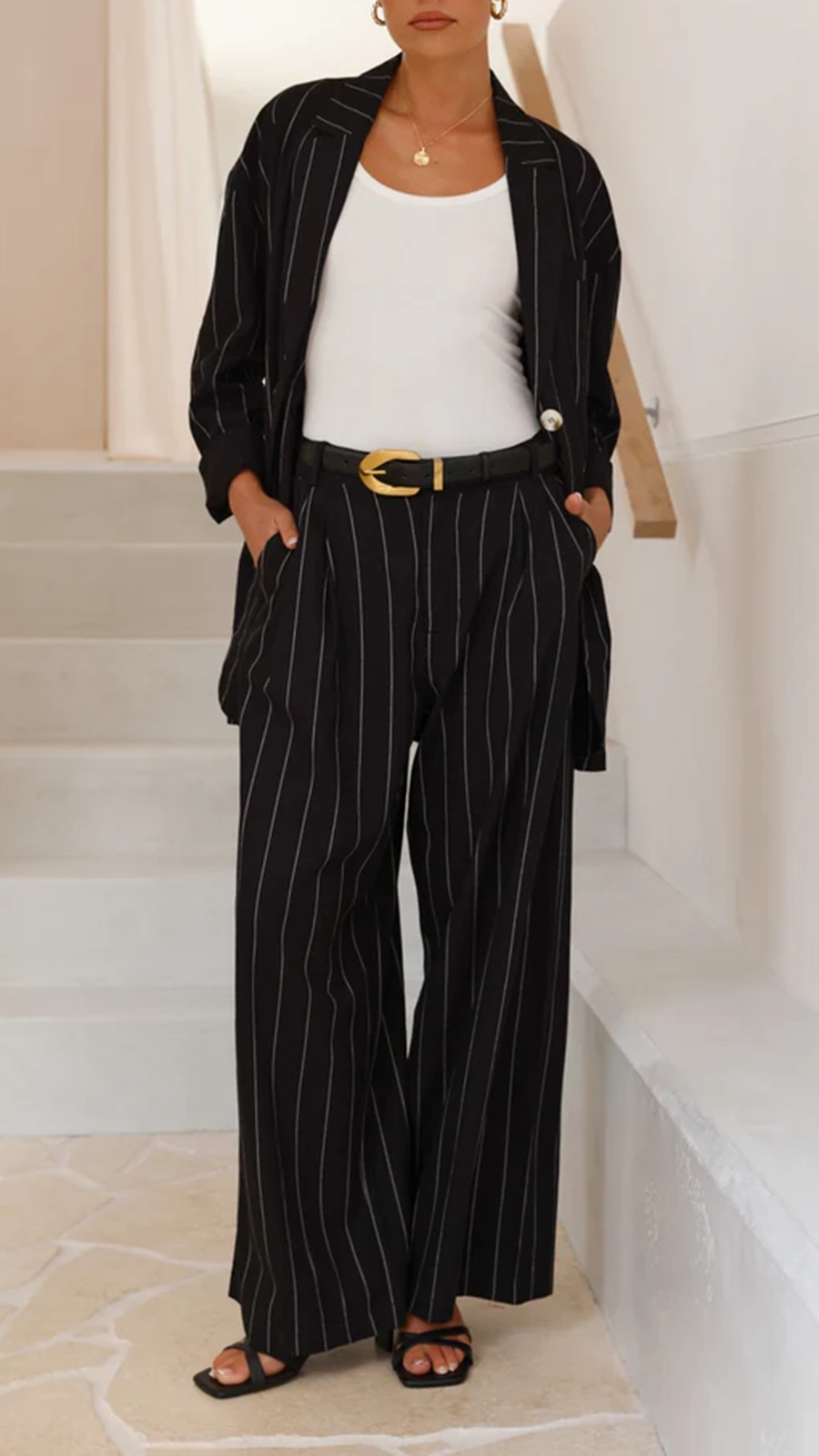 Thea Blazer - Black Pinstripe - Image 9