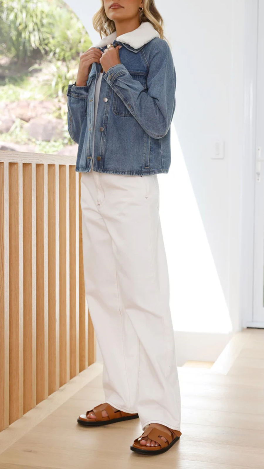 Laelia Teddy Jacket- Mid Blue Denim - Image 8