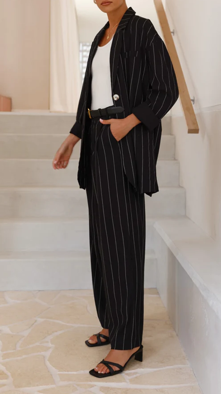 Thea Blazer - Black Pinstripe - Image 10