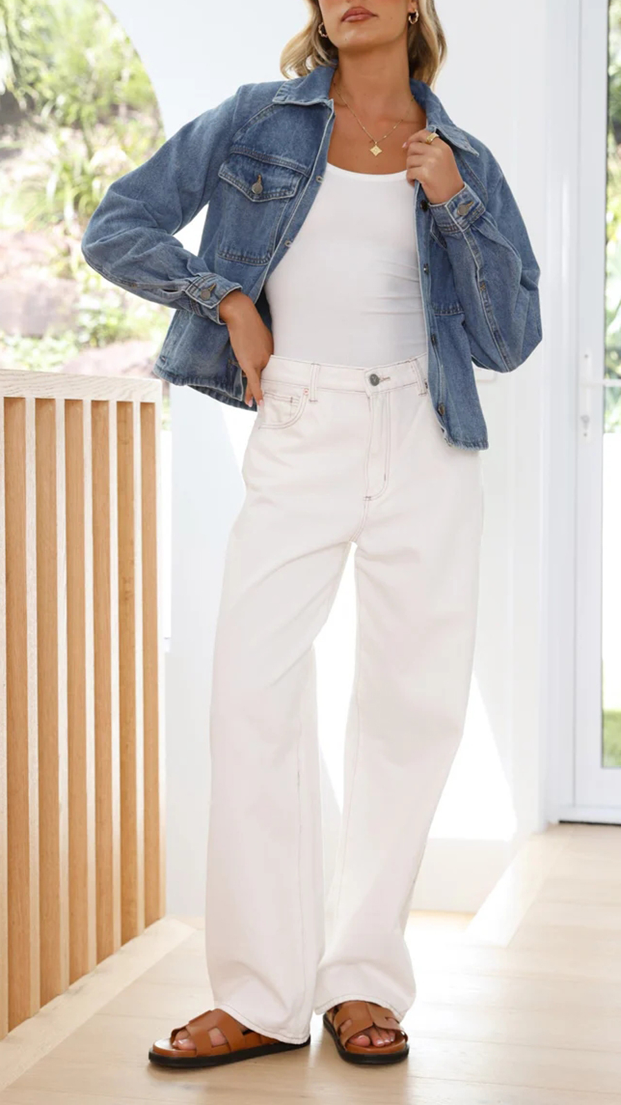 Laelia Teddy Jacket- Mid Blue Denim - Image 12